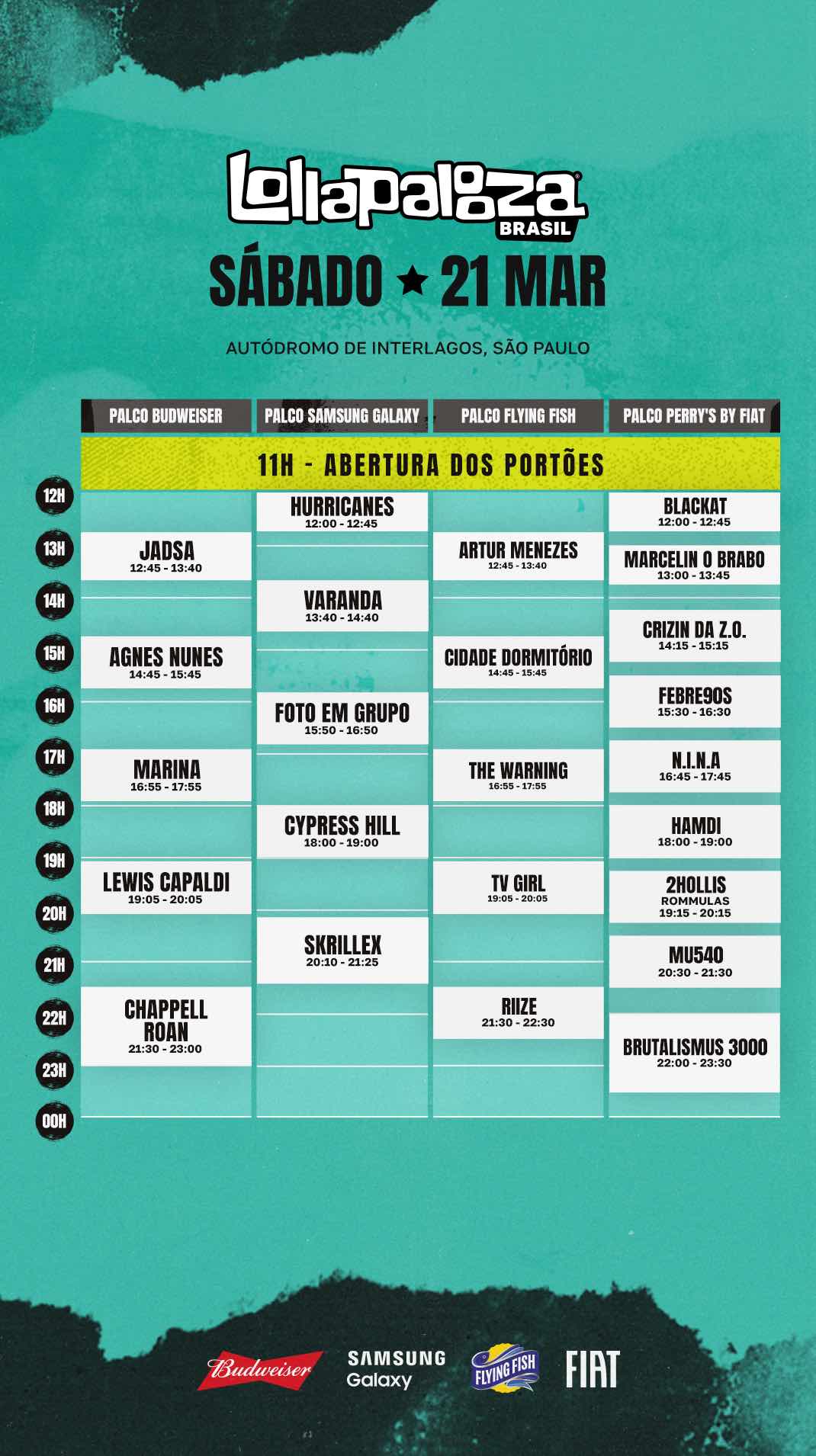 Lollapalooza Brasil divulga horários e palcos de cada artista
